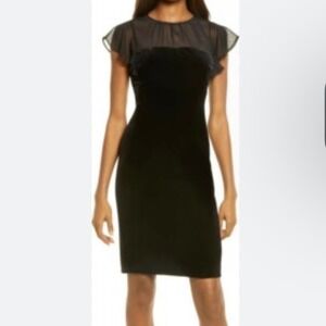 Harper Rose Sheath Dress 6 Navy Blue Velvet Flutter Sleeve Cocktail Elegant Chic